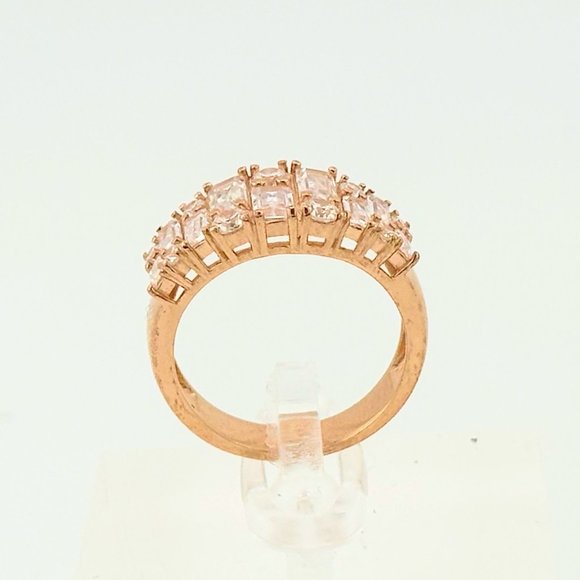 Beautiful 1.7ct White Topaz Baguette Ring - Sz 7 - 14kt Rose Gold Over Sterling - Picture 3 of 12